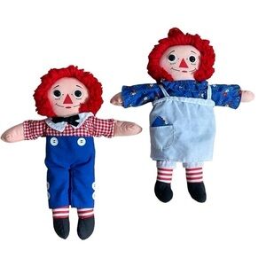 1987 Playskool Raggedy Ann & Andy Vintage Dolls Collectible Set